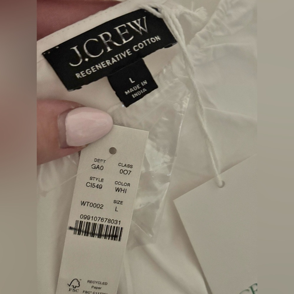 NWT J.Crew Hyacinth Top Cotton Poplin White Smocking Summer Lightweight Feminine - Picture 11 of 12